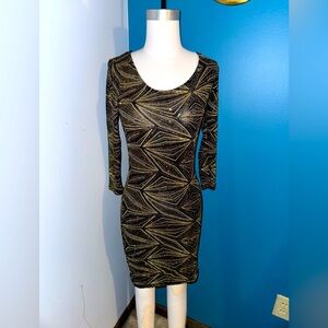 Geometric sparkling glitter black and gold dress size medium